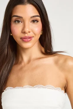 boohoo Top Corset Bustier Froncé Avec Bordure En Dentelle<Femme Satin Et Dentelle|Tops