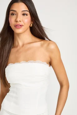boohoo Top Corset Bustier Froncé Avec Bordure En Dentelle<Femme Satin Et Dentelle|Tops
