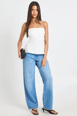 Top Corset Bustier À Ourlet Fendu En Bengaline