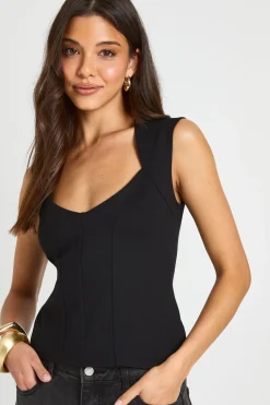 Top Corset Bustier Plongeant Stretch Premium Avec Découpes Galbantes