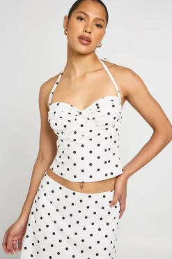 Top Corset Bustier À Pois Avec Attache Licou