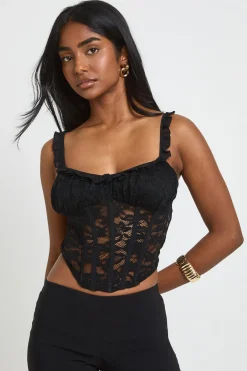 boohoo Top Corset À Dentelle Et Volants<Femme Satin Et Dentelle|Tops