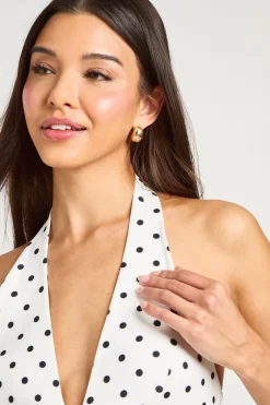 Top Corset Dos Nu À Pois En Bengaline Avec Agrafes