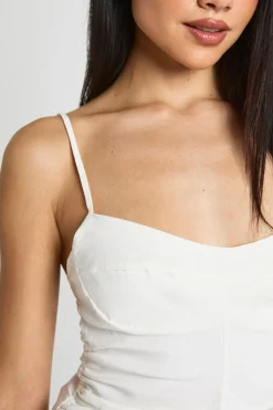 Top Corset En Bengaline À Bretelles Avec Détails Froncés Sur Les Côtés