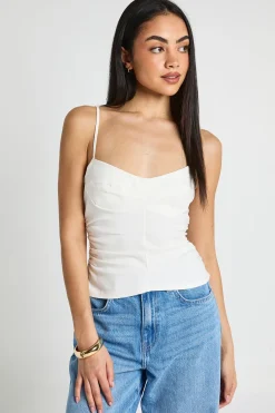 Top Corset En Bengaline À Bretelles Avec Détails Froncés Sur Les Côtés
