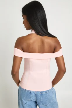 boohoo Top Corset En Bengaline À Col Licou Et Épaules Dénudées<Femme Tops
