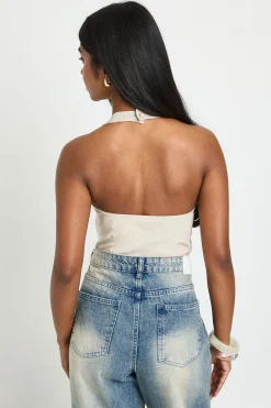 Top Corset En Bengaline À Encolure Dos-nu Avec Découpes