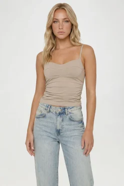 boohoo Top Corset En Bengaline Froncé Sur Les Côtés Avec Bretelles<Femme Tops