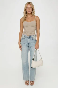 boohoo Top Corset En Bengaline Froncé Sur Les Côtés Avec Bretelles<Femme Tops