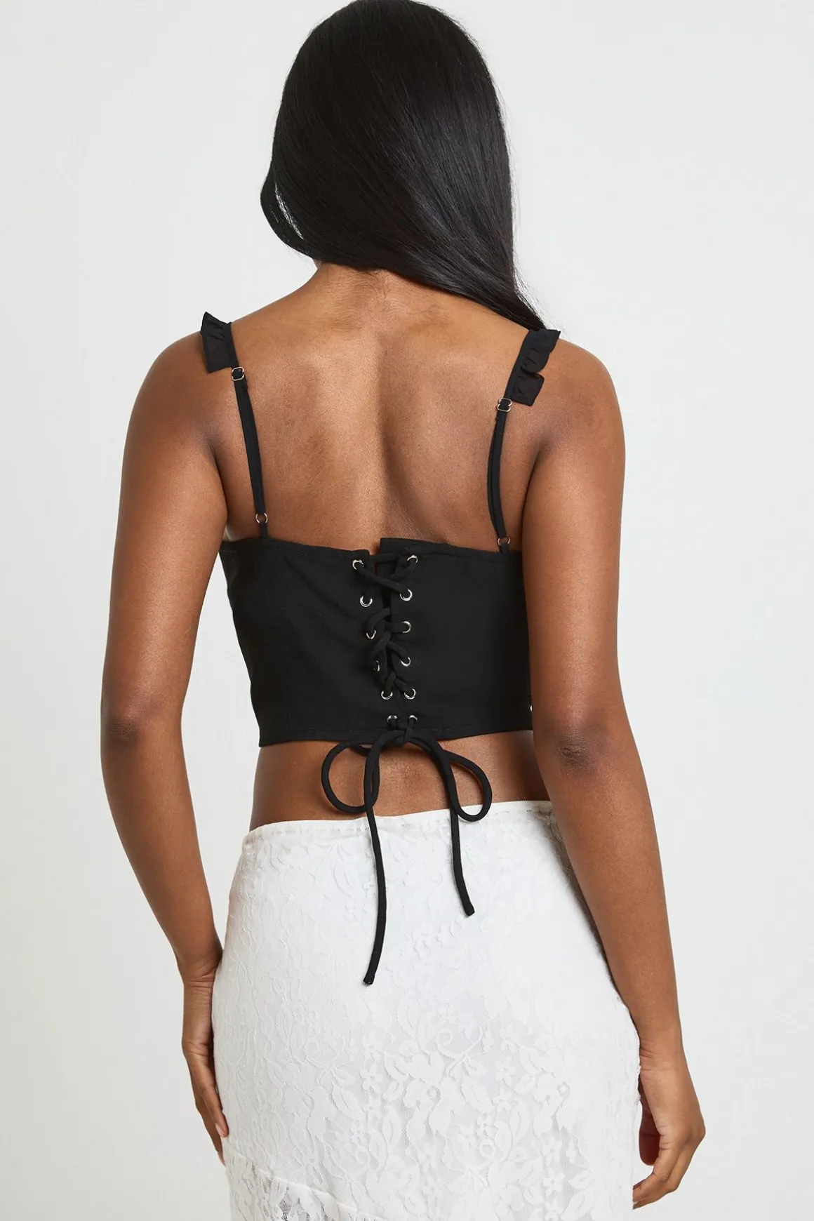 Top Corset En Mousseline À Volants