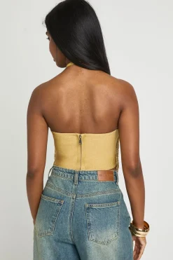 boohoo Top Corset À Franges Avec Col Licou<Femme Tops