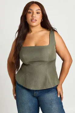 Top Corset Grande Taille À Ourlet Péplum