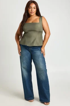 Top Corset Grande Taille À Ourlet Péplum