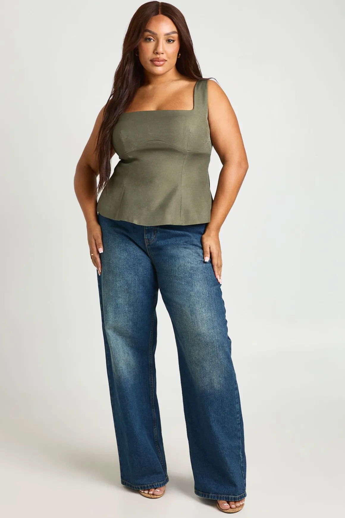Top Corset Grande Taille À Ourlet Péplum