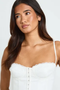 boohoo Top Corset À Lacets Avec Agrafes Et Œillets<Femme Tons Neutres|Satin Et Dentelle