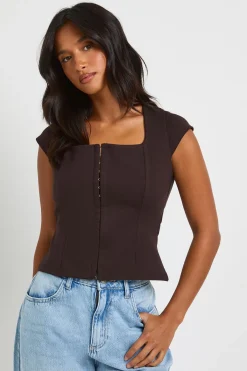 boohoo Top Corset Petite Premium Stretch Avec Agrafes Contour<Femme Tops