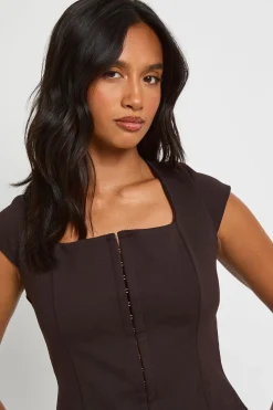 boohoo Top Corset Petite Premium Stretch Avec Agrafes Contour<Femme Tops