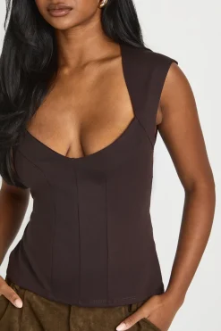boohoo Top Corset Premium Décolleté Plongeant Avec Baleines Galbantes Extensible<Femme Tops D’Automne|Looks De Rentrée