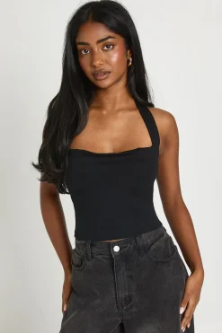boohoo Top Corset Premium À Dos Nu Avec Tour De Cou Stretch<Femme Tops D’Automne|Looks De Rentrée
