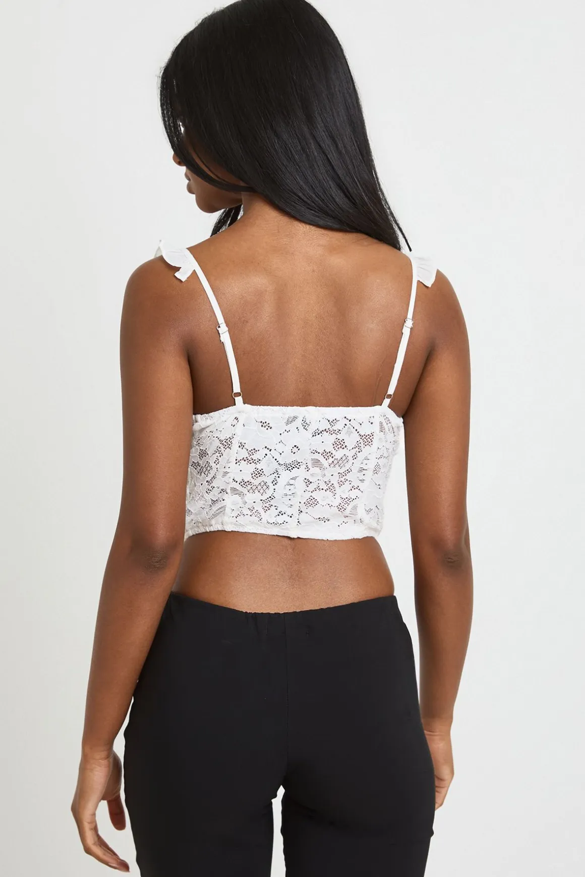 Top Corset À Volants En Dentelle