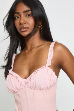 Top Corset À Volants En Mousseline