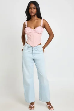 Top Corset À Volants En Mousseline