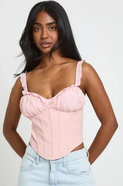 Top Corset À Volants En Mousseline