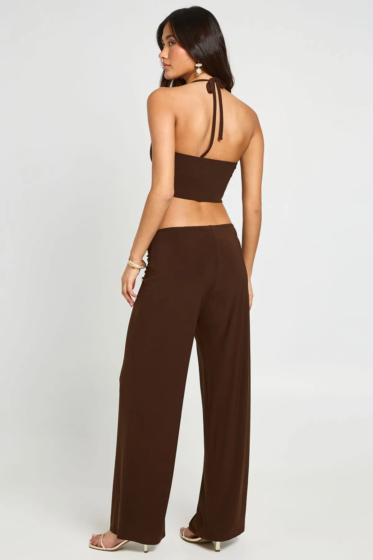 boohoo Top Court Dos Nu Froncé À Double Épaisseur<Femme Tops