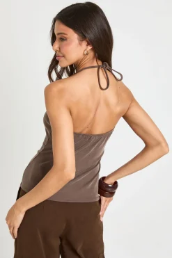 boohoo Top Court Dos Nu À Nouer Côtelé Pêche Premium<Femme Tops