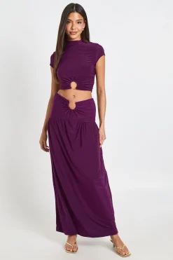 boohoo Top Court Double Épaisseur En Tissu Slinky Avec Détail D'anneaux<Femme Tops