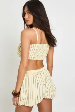 boohoo Top Court Rayé En Coton À Effet Bouffant<Femme Tops