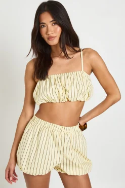 boohoo Top Court Rayé En Coton À Effet Bouffant<Femme Tops