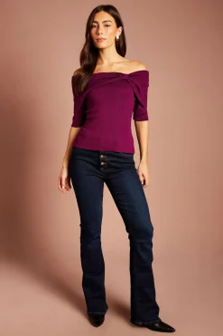 Coast Top Court Tricoté À Épaules Dénudées Et Manches ¾<Femme Pulls Et Gilets|Toutes Les Mailles