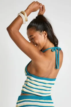 boohoo Top Crochet Rayé À Encolure Dos-nu<Femme Pulls Et Gilets|Toutes Les Mailles