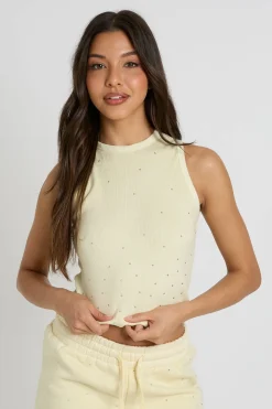 boohoo Top Débardeur Côtelé Clouté Effet Délavé<Femme Tops