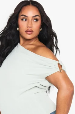 TOP DÉCONTRACTÉ EN STYLE LIN À DÉTAILS SOIGNÉS (TAILLES PLUS)