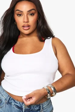 TOP DE GILET SANS MANCHES EN TISSU CÔTELÉ, COL SCOOP, DOS RACER