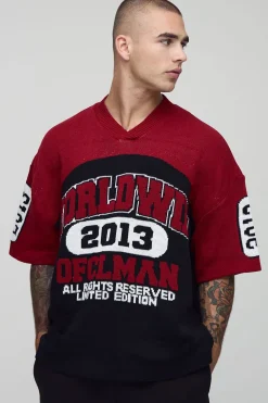 Top de hockey à manches courtes en maille jacquard Varsity mondial