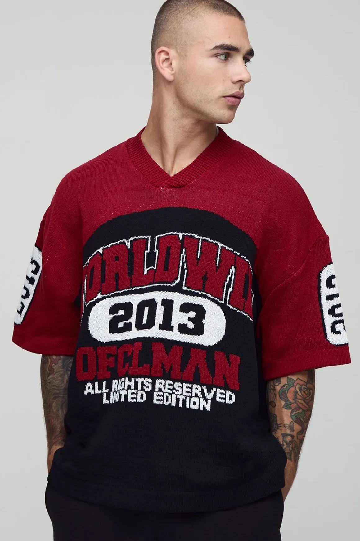 Top de hockey à manches courtes en maille jacquard Varsity mondial
