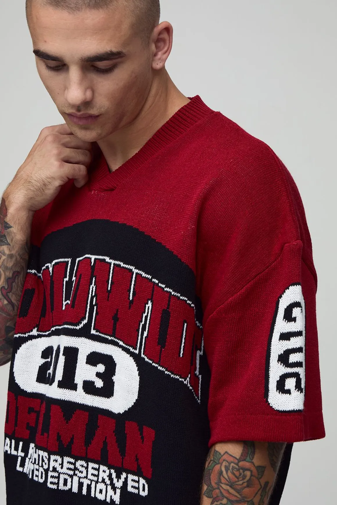 Top de hockey à manches courtes en maille jacquard Varsity mondial