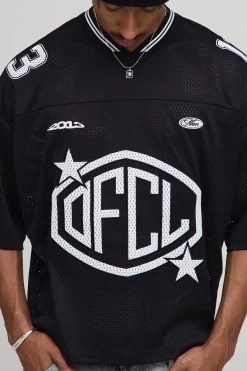 Top de hockey varsity en maille, surdimensionné, à coupe boxy et col en V