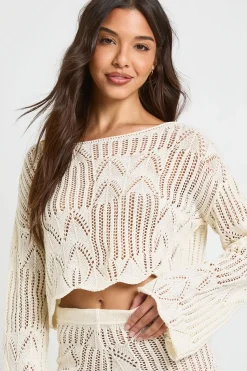 boohoo Top De Plage En Crochet À Encolure Bardot À Motifs<Femme Pulls Et Gilets|Toutes Les Mailles