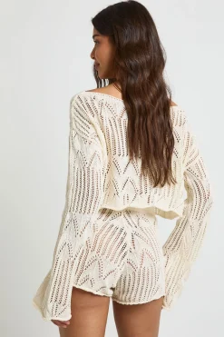boohoo Top De Plage En Crochet À Encolure Bardot À Motifs<Femme Pulls Et Gilets|Toutes Les Mailles