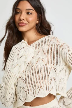boohoo Top De Plage En Crochet À Encolure Bardot À Motifs<Femme Pulls Et Gilets|Toutes Les Mailles