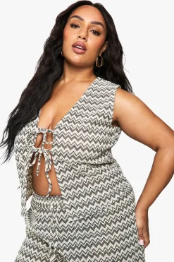 Top de plage tricoté Zig Zag Plus