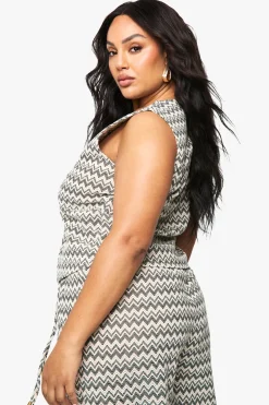 Top de plage tricoté Zig Zag Plus