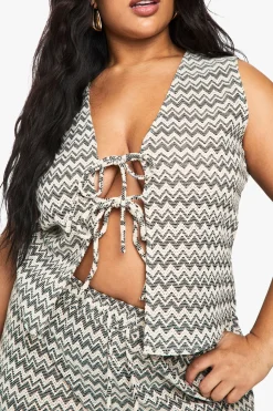 Top de plage tricoté Zig Zag Plus