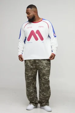 Top de sport Raglan surdimensionné à imprimé moto