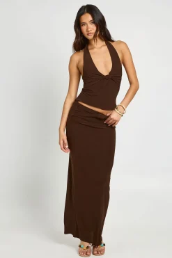 boohoo Top Dos Nu À Double Couche Avec Détail Nœud Et Encolure Américaine En Tissu Slinky<Femme Tops