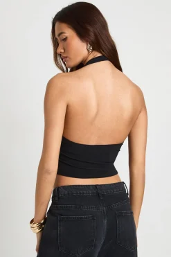 Top Dos Nu Double Épaisseur Slinky avec Boucle Dorée